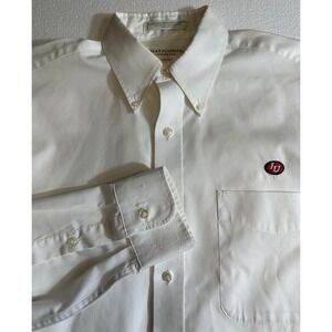 Hathaway Mens White IU‎ Embroidered Pinpoint Oxford Shirt 16-33 Made USA Vintage